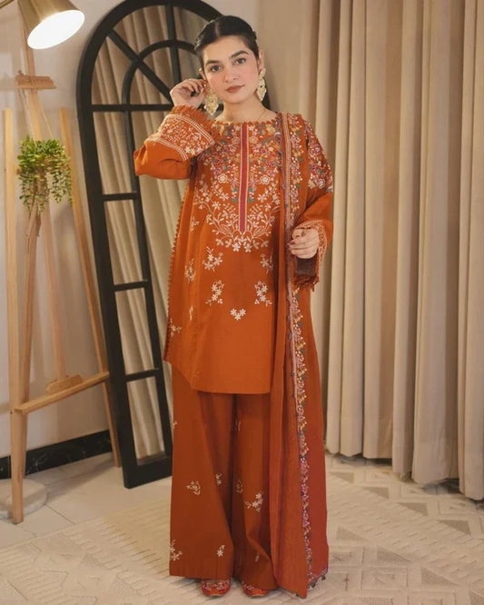 Zarqa Amber 3Pc Stitched